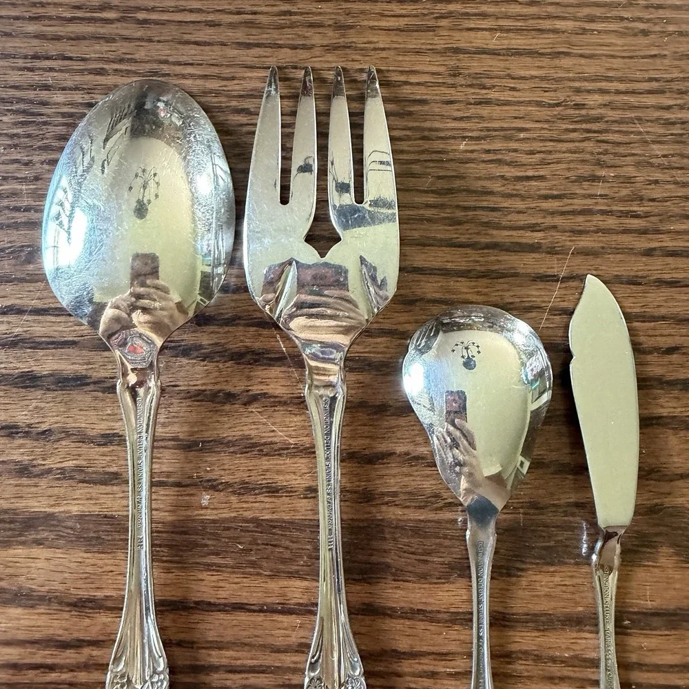 Vintage Oneida Raphael Distinction Deluxe Stainless Steel Serving Set Of 4